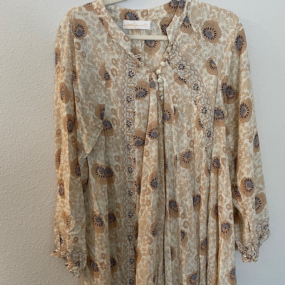 Natalie Martin Fiore Maxi Dress in Vintage Flowers Sand Lightweight Rayon medium - Picture 4 of 9